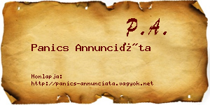 Panics Annunciáta névjegykártya